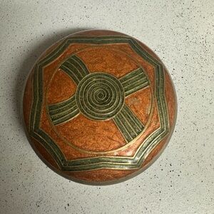 Vintage Brass Enameled Trinket Box